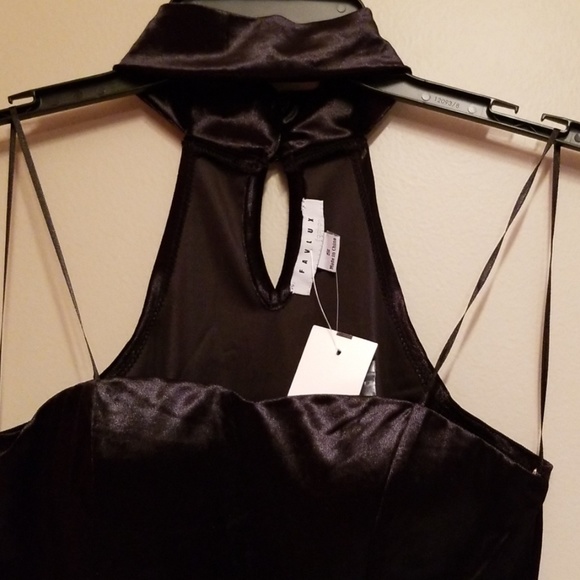 Black velvet peplum strapless top - Picture 3 of 7